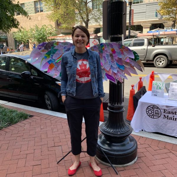 Sarah on capitol hill with paper wings